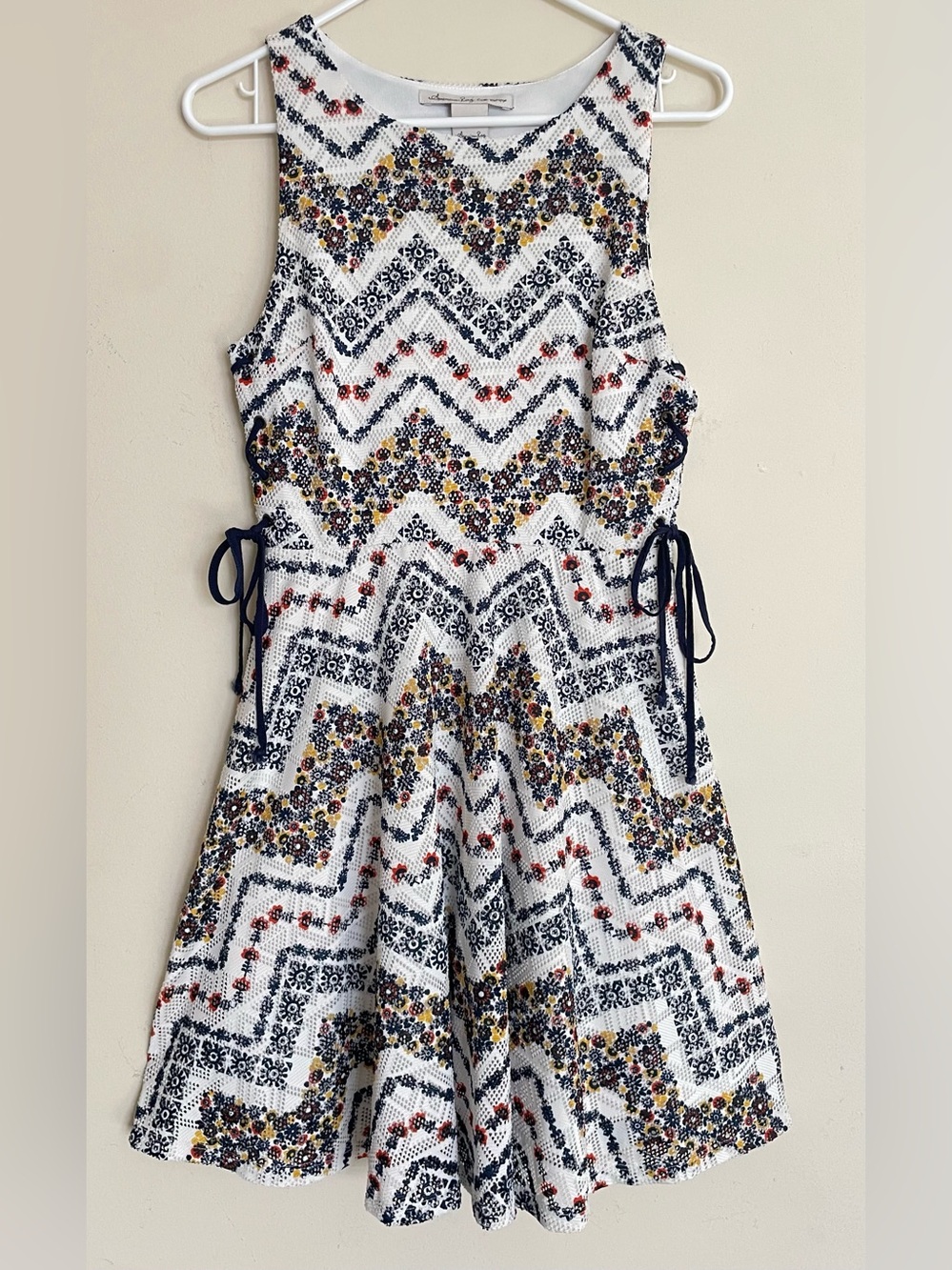 American Rag Sleeveless Floral Chevron Eyelet Dress